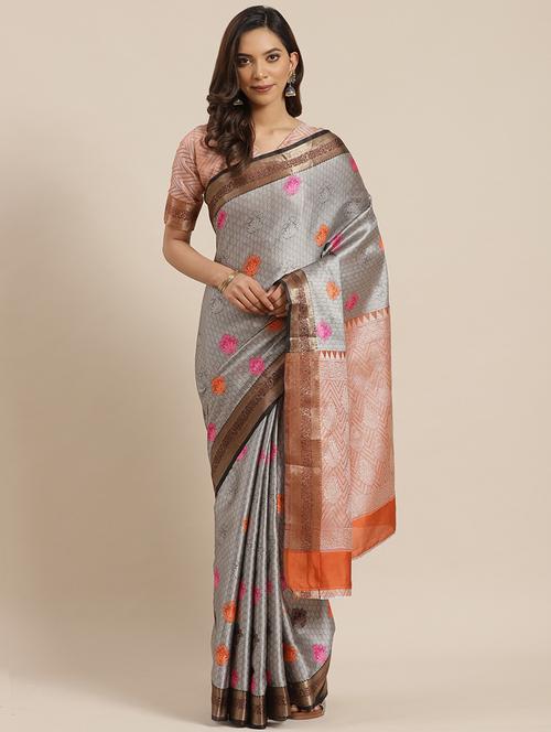 ethnic motifs banarasi saree with blouse - 17465482 - Standard Image - 1