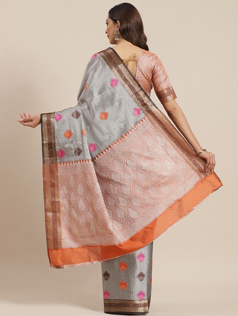 ethnic motifs banarasi saree with blouse - 17465482 - Zoom Image - 2
