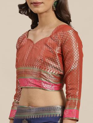 floral banarasi saree with blouse - 17465484 - Standard Image - 3