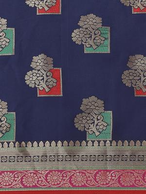 floral banarasi saree with blouse - 17465484 - Standard Image - 5