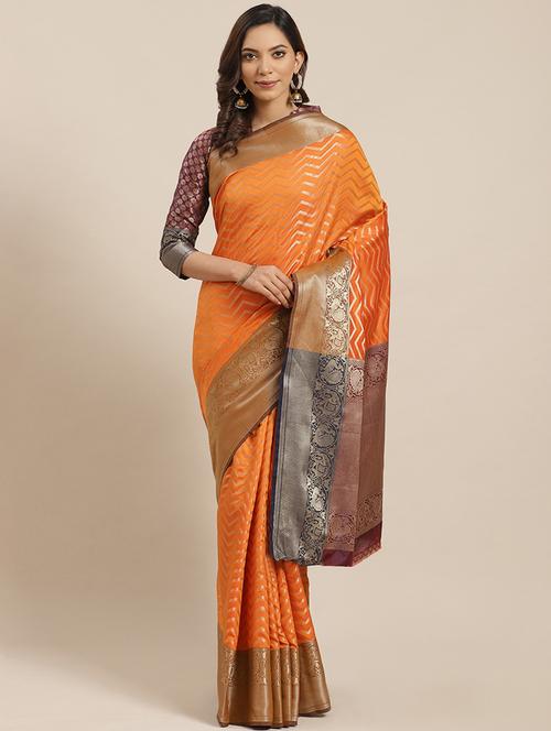 chevron banarasi saree with blouse - 17465491 - Standard Image - 1