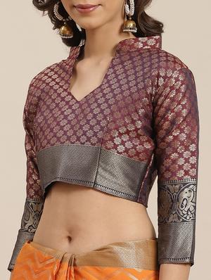 chevron banarasi saree with blouse - 17465491 - Standard Image - 3