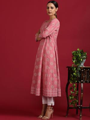 printed anarkali kurta - 17465500 - Standard Image - 3
