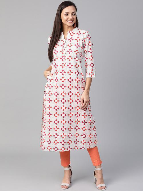 geomteric print straight kurta - 17465820 - Standard Image - 1