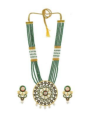 green tone gold brass necklaces and earring - 17465836 - Standard Image - 3