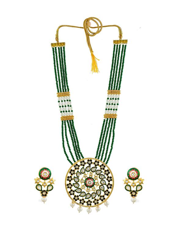 green tone gold brass necklaces and earring - 17465836 - Zoom Image - 3