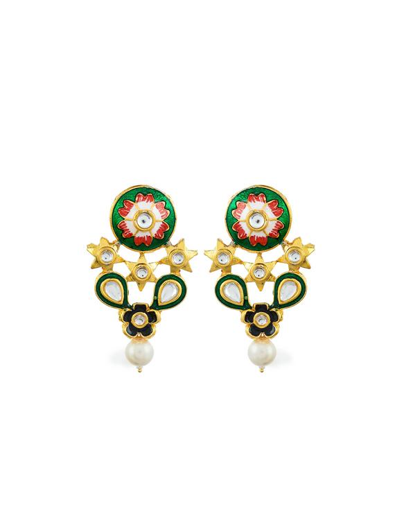 green tone gold brass necklaces and earring - 17465836 - Zoom Image - 4