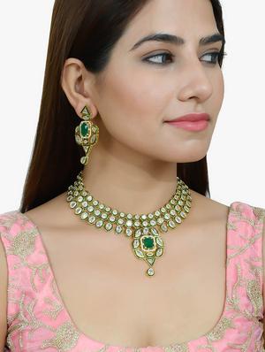 gold brass necklaces and earring - 17465865 - Standard Image - 6
