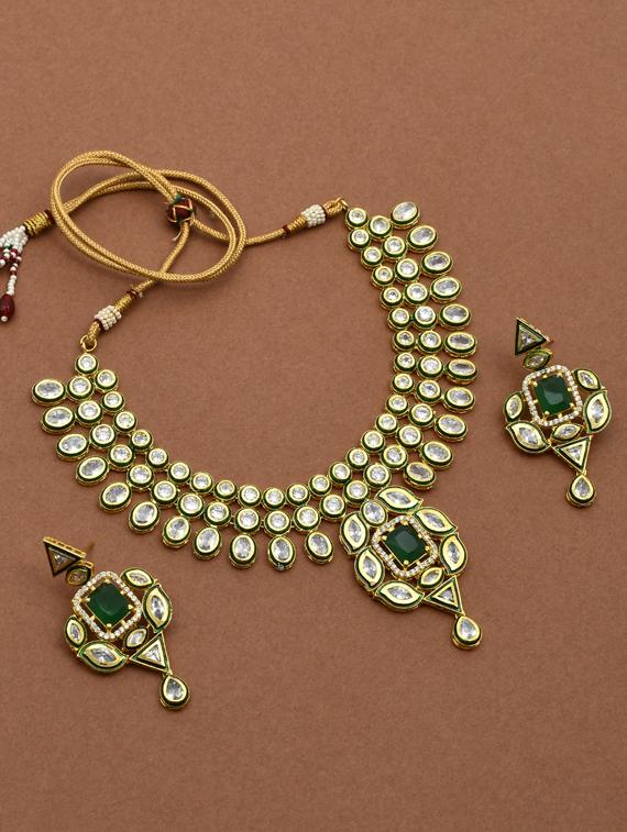 gold brass necklaces and earring - 17465865 - Zoom Image - 1