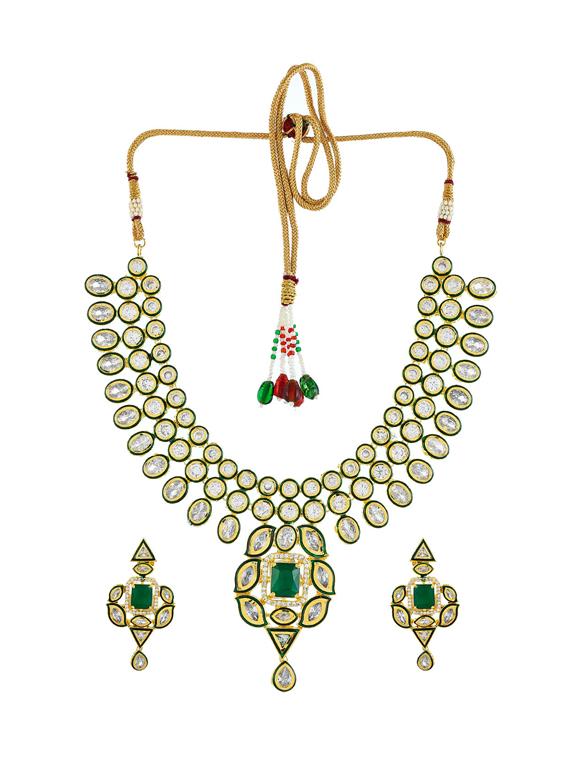 gold brass necklaces and earring - 17465865 - Zoom Image - 3