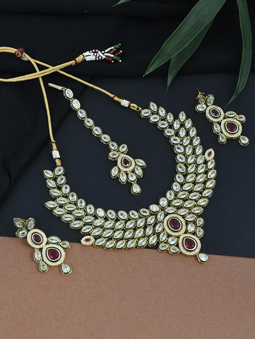 gold brass necklaces and earring - 17465889 - Standard Image - 1