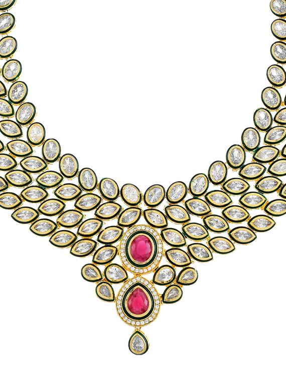 gold brass necklaces and earring - 17465889 - Zoom Image - 2