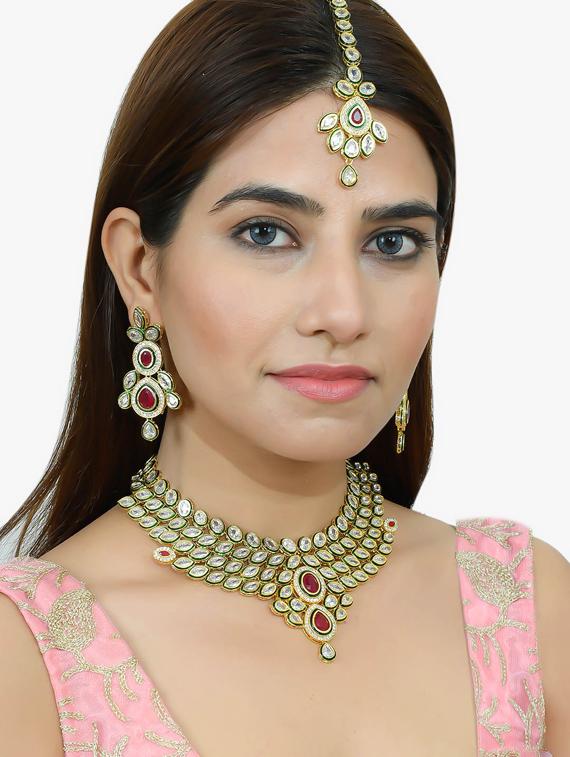 gold brass necklaces and earring - 17465889 - Zoom Image - 7