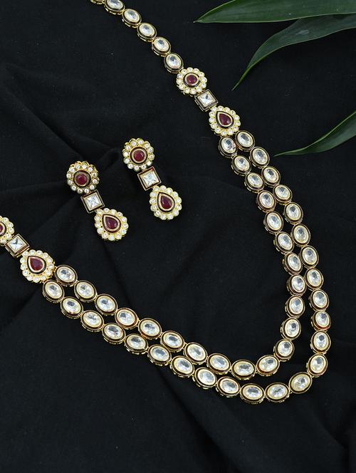 gold brass necklaces and earring - 17465890 - Standard Image - 1