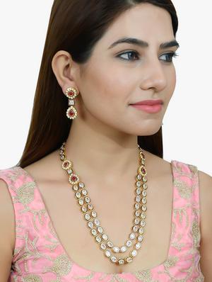 gold brass necklaces and earring - 17465890 - Standard Image - 6