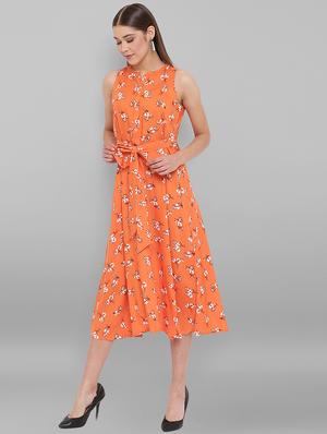 tie front floral a-line dress - 17465929 - Standard Image - 2