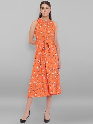 tie front floral a-line dress - 17465929 - Standard Image - 4