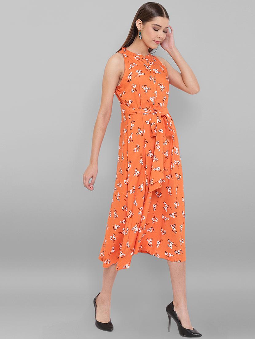 tie front floral a-line dress - 17465929 - Zoom Image - 1