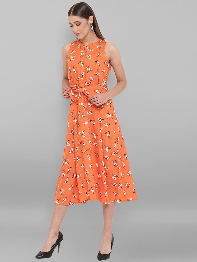 tie front floral a-line dress - 17465929 - Zoom Image - 2