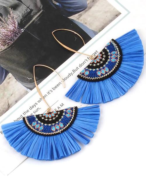 blue metal drop earring - 17465991 - Standard Image - 1