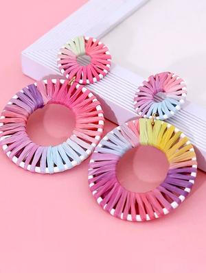 pink metal drop earring - 17465995 - Standard Image - 2