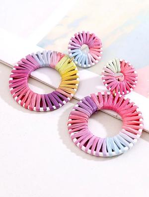 pink metal drop earring - 17465995 - Standard Image - 4
