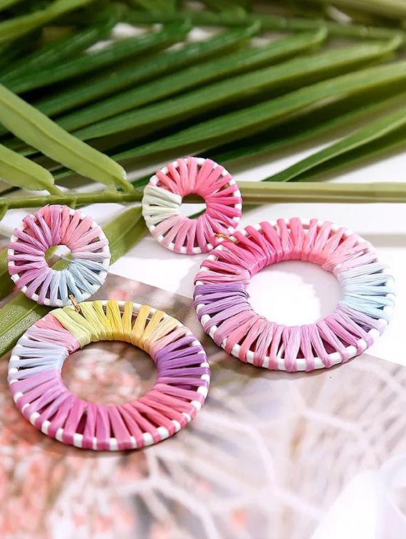 pink metal drop earring - 17465995 - Zoom Image - 1