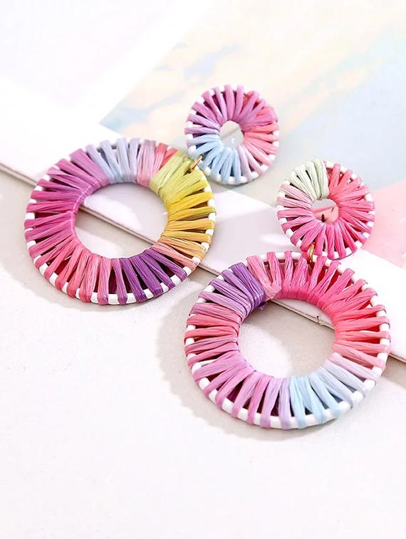 pink metal drop earring - 17465995 - Zoom Image - 4