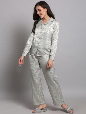 grey satin pyjama nightwear set - 17466018 - Standard Image - 2