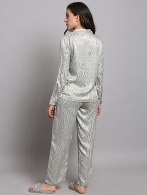 grey satin pyjama nightwear set - 17466018 - Standard Image - 3