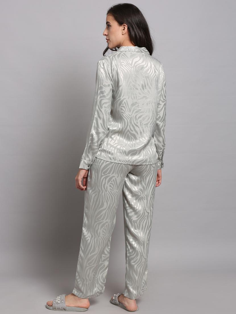 grey satin pyjama nightwear set - 17466018 - Zoom Image - 3