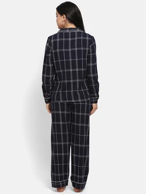 navy blue cotton pyjama nightwear set - 17466035 - Standard Image - 3