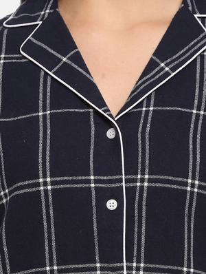 navy blue cotton pyjama nightwear set - 17466035 - Standard Image - 4