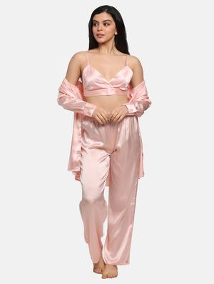 pink satin pyjama nightwear set - 17466042 - Standard Image - 2