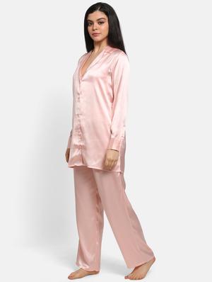 pink satin pyjama nightwear set - 17466042 - Standard Image - 3