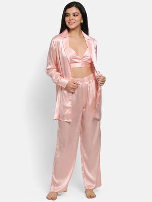 pink satin pyjama nightwear set - 17466042 - Standard Image - 4