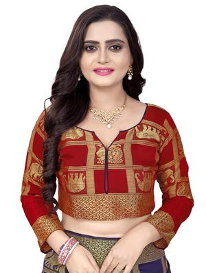 self design woven saree with blouse - 17466150 - Standard Image - 3