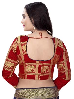 self design woven saree with blouse - 17466150 - Standard Image - 4