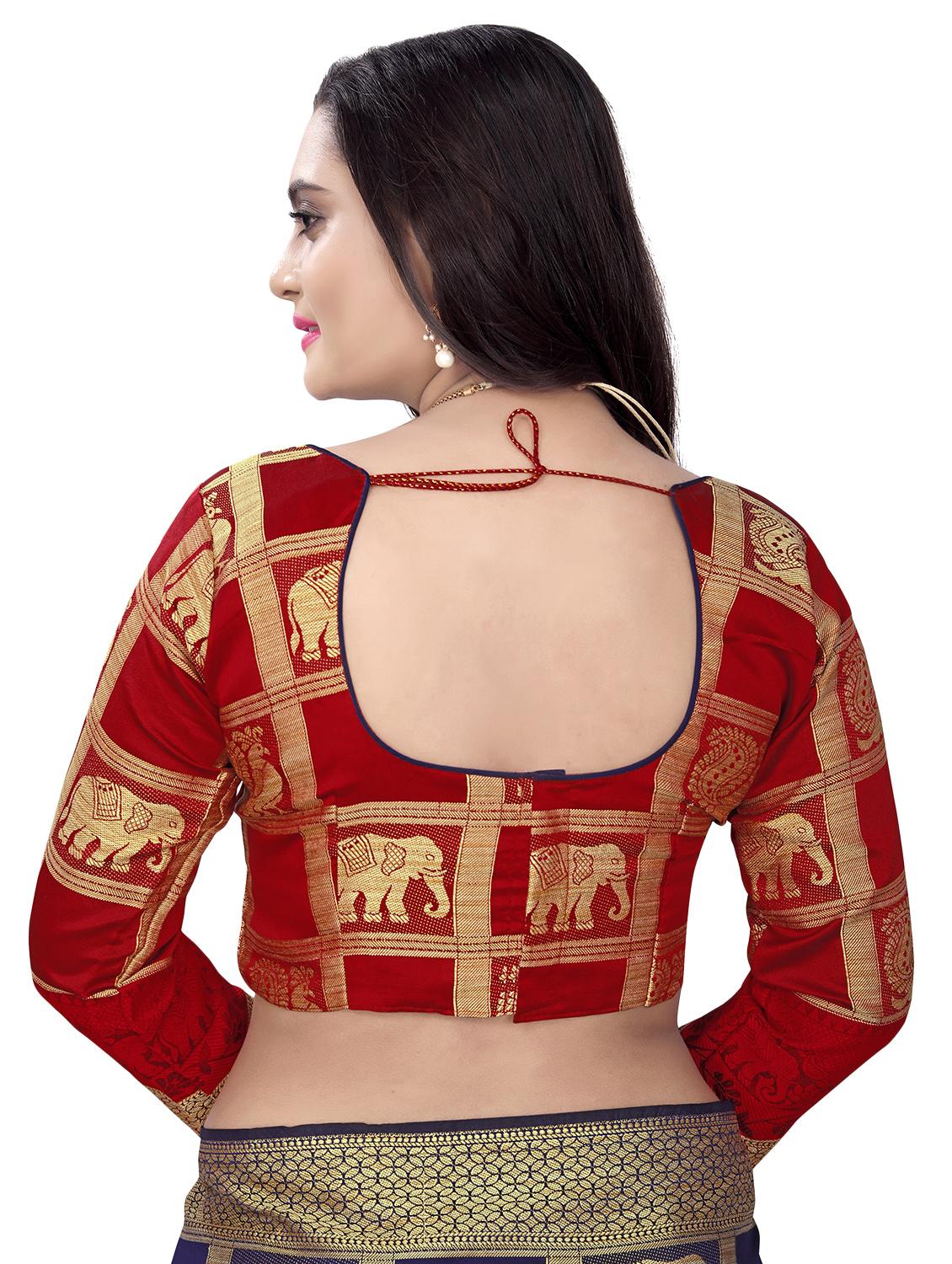 self design woven saree with blouse - 17466150 - Zoom Image - 4