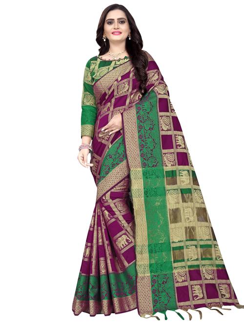 self design woven saree with blouse - 17466152 - Standard Image - 1