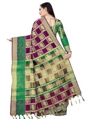 self design woven saree with blouse - 17466152 - Standard Image - 2