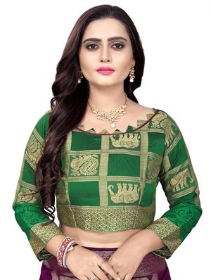 self design woven saree with blouse - 17466152 - Standard Image - 3