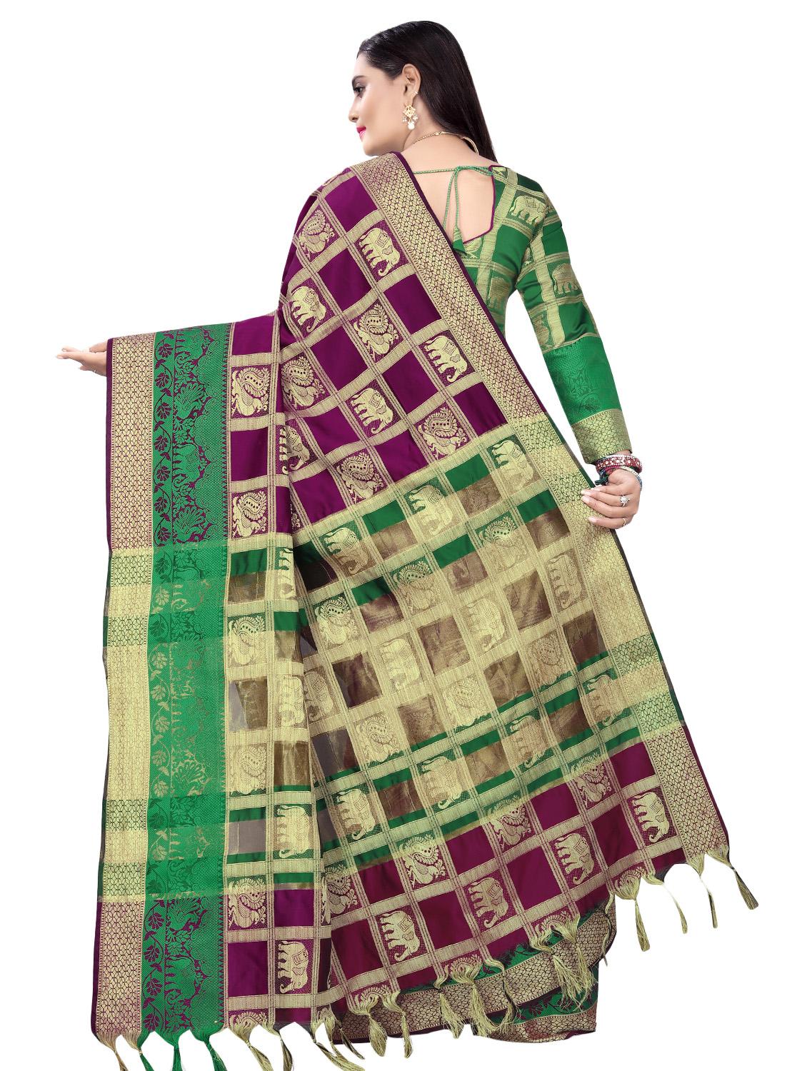 self design woven saree with blouse - 17466152 - Zoom Image - 2