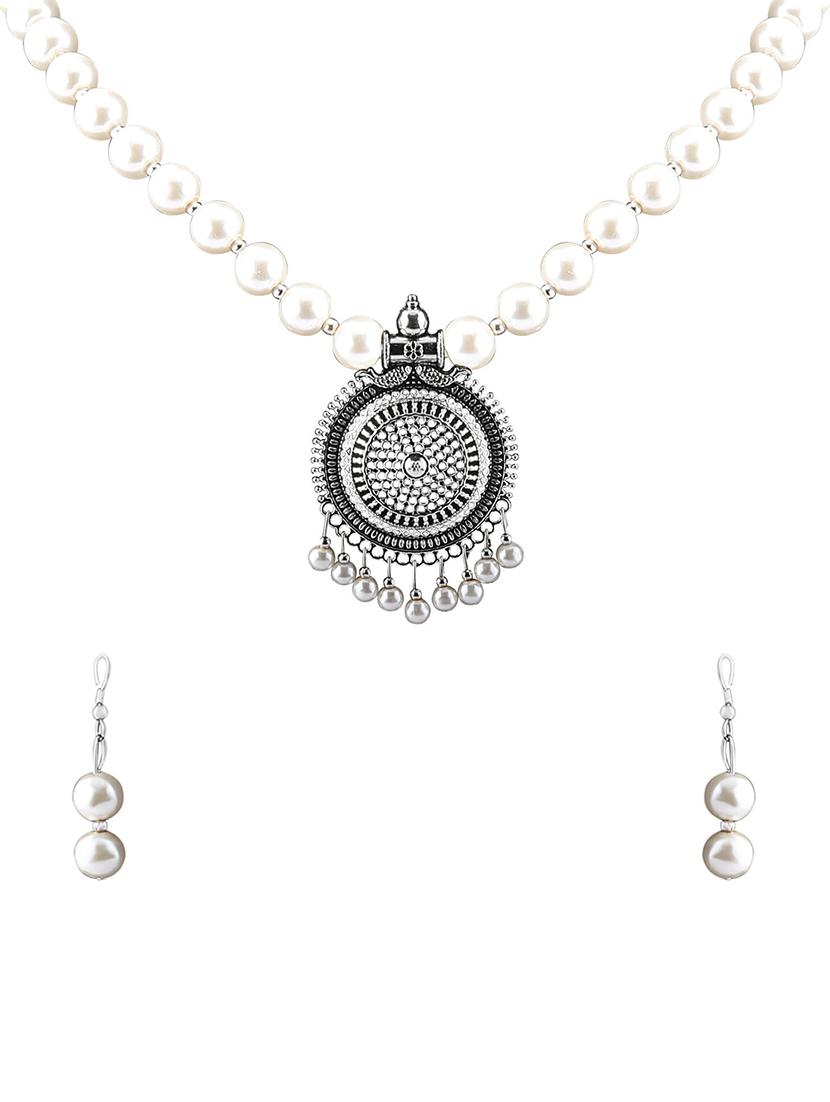 silver plated pearl necklace - 17466201 - Zoom Image - 2