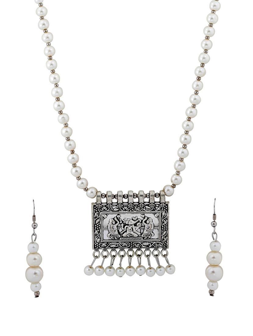 silver plated pearl necklace - 17466219 - Zoom Image - 2