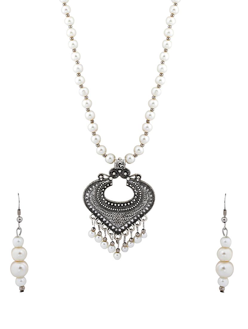 silver plated pearl necklace - 17466227 - Zoom Image - 2