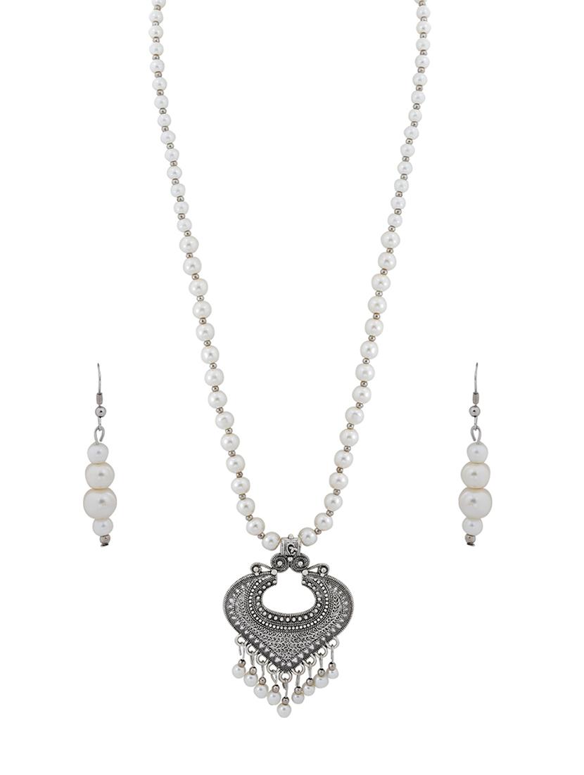 silver plated pearl necklace - 17466227 - Zoom Image - 3
