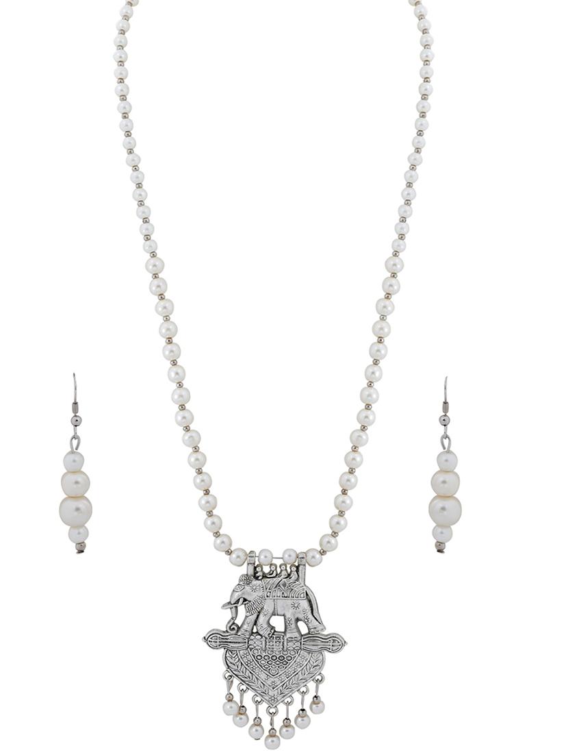 silver plated pearl necklace - 17466230 - Zoom Image - 3