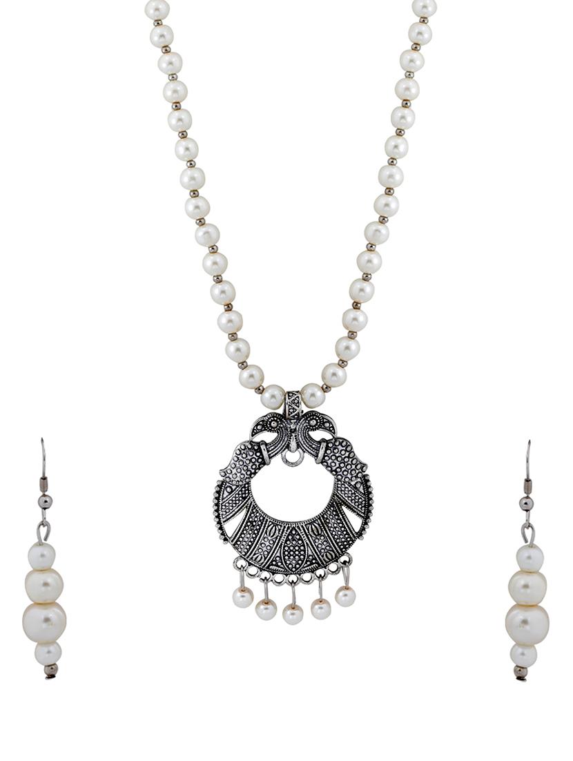 silver plated pearl necklace - 17466234 - Zoom Image - 2