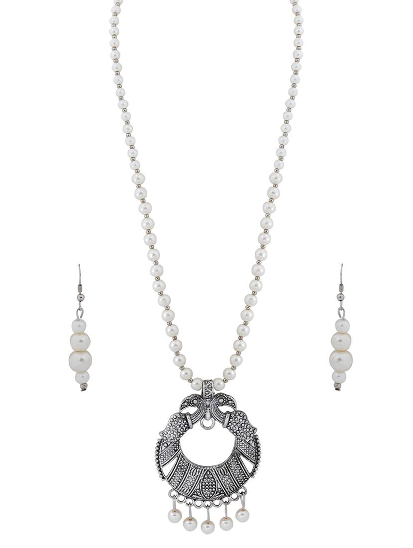 silver plated pearl necklace - 17466234 - Zoom Image - 3